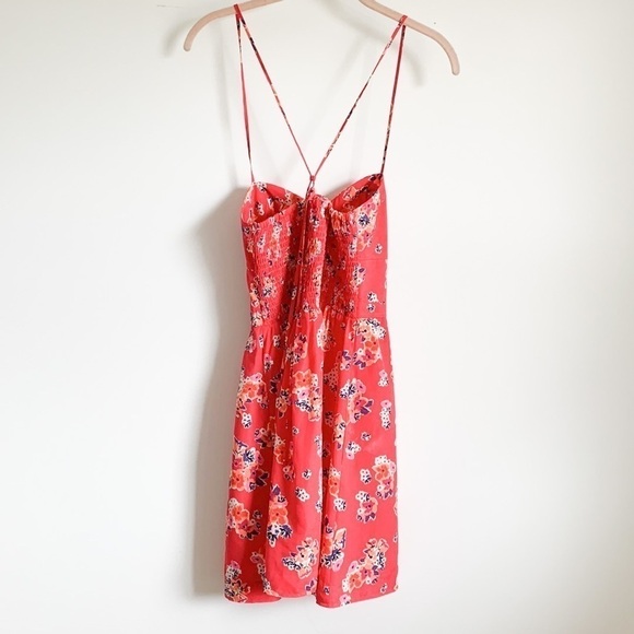 American Eagle Red Floral Mini Dress Y2K - Picture 5 of 9